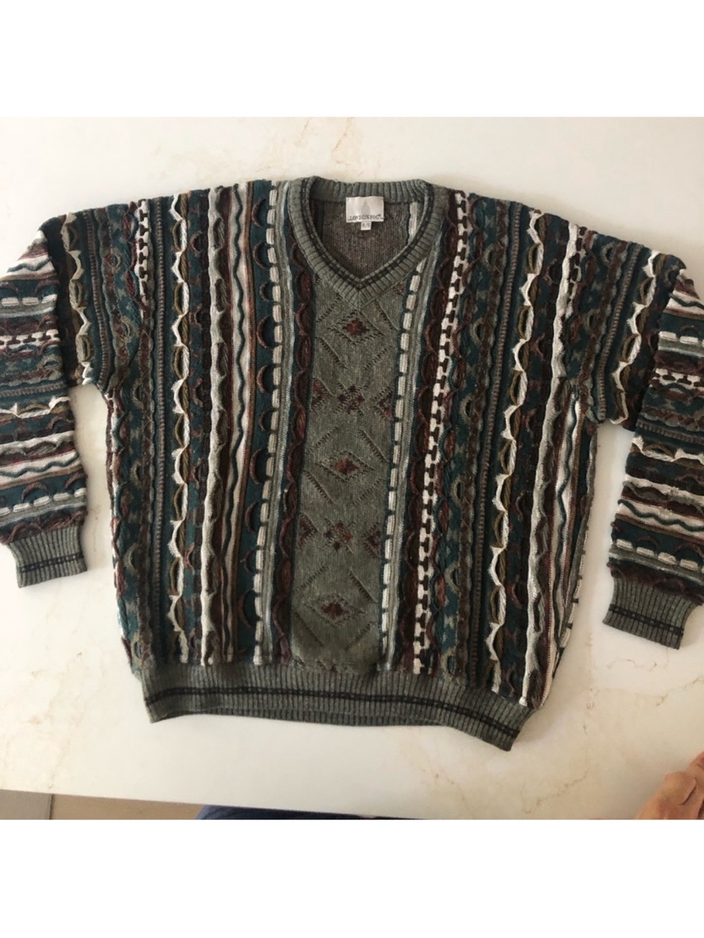 Vintage Coogi style Olive Green sweater
